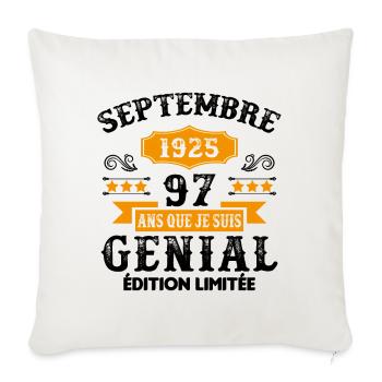 97 Ans Anniversaire Vintage Né(e) Septembre 1925 - Housse de coussin décorative 45 x 45 cm - blanc nature - Devant