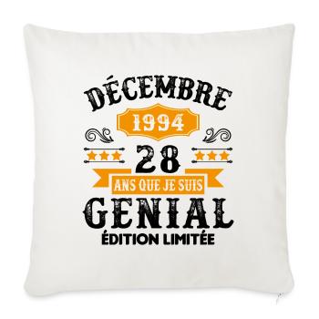 28 Ans Anniversaire Vintage Né(e) en Décembre 1994 - Housse de coussin décorative 45 x 45 cm - blanc nature - Devant