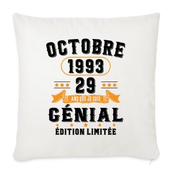29 Ans Anniversaire Vintage Né(e) en Octobre 1993 - Housse de coussin décorative 45 x 45 cm - blanc nature - Devant