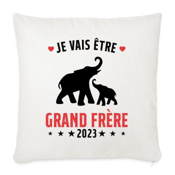 Je Vais Être Grand Frère en 2023 - Housse de coussin décorative 45 x 45 cm - blanc nature - Devant
