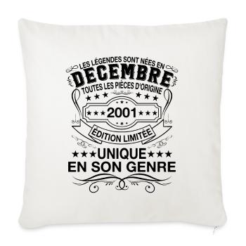 Les légendes sont nées en Décembre 2001 Cadeau - Housse de coussin décorative 45 x 45 cm - blanc nature - Devant