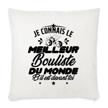 Meilleur Bouliste Humour Pétanque Homme Cadeau - Housse de coussin décorative 45 x 45 cm - blanc nature - Devant