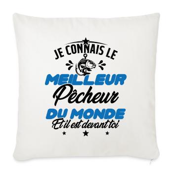 Meilleur Pecheur Humour Pêche Truite Drôle - Housse de coussin décorative 45 x 45 cm - blanc nature - Devant
