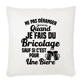 Ne pas déranger quand je fais du bricolage Humour - Housse de coussin décorative 45 x 45 cm - blanc nature - Devant