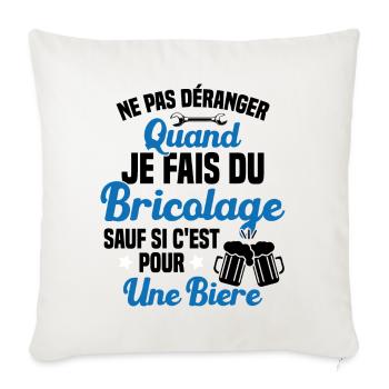 Ne pas déranger quand je fais du bricolage Humour - Housse de coussin décorative 45 x 45 cm - blanc nature - Devant