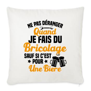 Ne pas déranger quand je fais du bricolage Humour - Housse de coussin décorative 45 x 45 cm - blanc nature - Devant