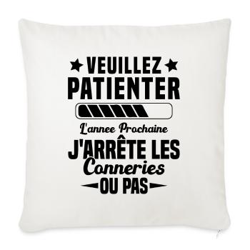 J'arrête les conneries humour - Housse de coussin décorative 45 x 45 cm - blanc nature - Devant