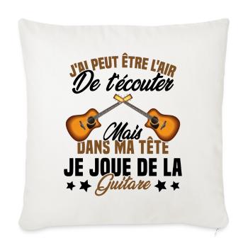 Je Joue De La Guitare Cadeau Humour Guitariste - Housse de coussin décorative 45 x 45 cm - blanc nature - Devant