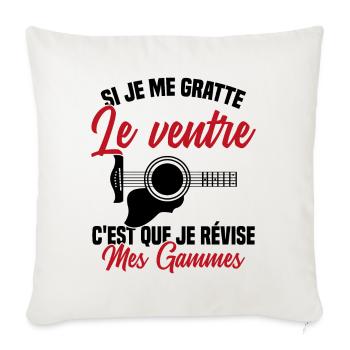 Si je me gratte le ventre humour guitariste - Housse de coussin décorative 45 x 45 cm - blanc nature - Devant