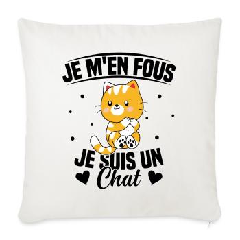 Je m'en fous Je suis un Chat Humour Chat Chaton - Housse de coussin décorative 45 x 45 cm - blanc nature - Devant