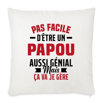 papou génial cadeau humour papou - Housse de coussin décorative 45 x 45 cm - blanc nature - Devant