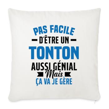 tonton génial cadeau humour tonton - Housse de coussin décorative 45 x 45 cm - blanc nature - Devant