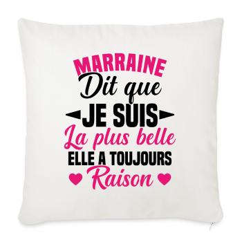 marraine dit que je suis la plus belle cadeau - Housse de coussin décorative 45 x 45 cm - blanc nature - Devant
