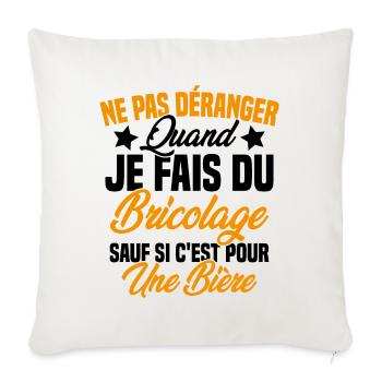Cadeau humour ne pas déranger bricolage bière - Housse de coussin décorative 45 x 45 cm - blanc nature - Devant