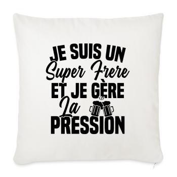 Super Frere Biere Humour Alcool - Housse de coussin décorative 45 x 45 cm - blanc nature - Devant