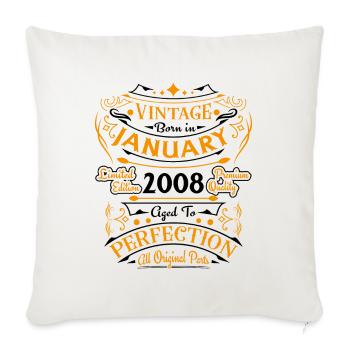 Vintage Born in January 2008 Birthday Gift - Sofa pillowcase 17,3'' x 17,3'' (45 x 45 cm) - natural white - Front
