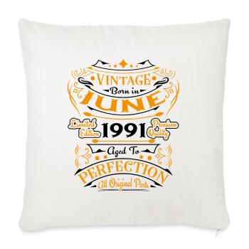 June 1992 Vintage Born in June 1992 Anniversary - Sofa pillowcase 17,3'' x 17,3'' (45 x 45 cm) - natural white - Front