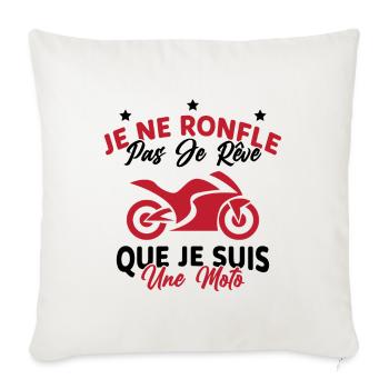 Je Ne Ronfle Pas Je Rêve Que Je Suis Une Moto - Housse de coussin décorative 45 x 45 cm - blanc nature - Devant