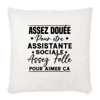 Assistante Sociale Humour Métier Idée Cadeau Femme - Housse de coussin décorative 45 x 45 cm - blanc nature - Devant