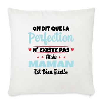 Maman est la perfection - Cadeau fête des mères - Housse de coussin décorative 45 x 45 cm - blanc nature - Devant