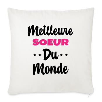Meilleure Soeur Du Monde Humour Cadeau - Housse de coussin décorative 45 x 45 cm - blanc nature - Devant