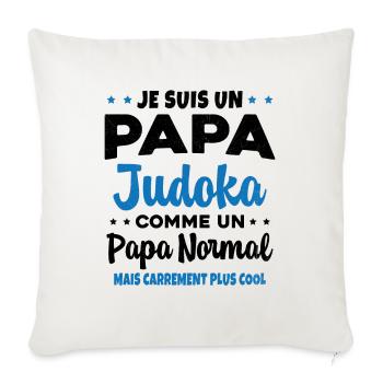 Homme Papa Judoka Humour Judo Cadeau - Housse de coussin décorative 45 x 45 cm - blanc nature - Devant