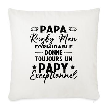 Papa Rugbyman Formidable Papy Exceptionnel Cadeau - Housse de coussin décorative 45 x 45 cm - blanc nature - Devant