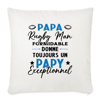 Papa Rugbyman Formidable Papy Exceptionnel Cadeau - Housse de coussin décorative 45 x 45 cm - blanc nature - Devant