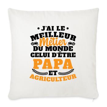 Humour Papa Tracteur Agriculteur Fermier - Housse de coussin décorative 45 x 45 cm - blanc nature - Devant