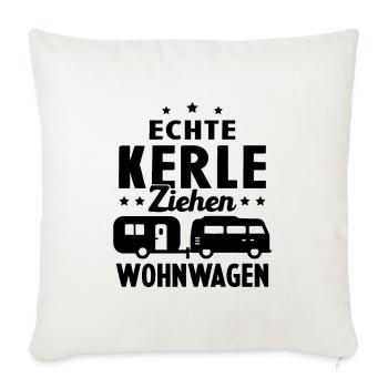echte kerle ziehen wohnwagen - Sofakissenbezug 45 x 45 cm - Naturweiß  - Vorne