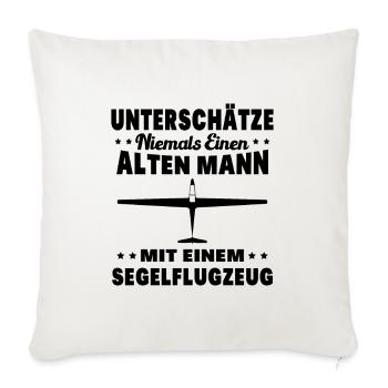 Alter Mann mit Segelflugzeug | Segelfliegen - Sofakissenbezug 45 x 45 cm - Naturweiß  - Vorne