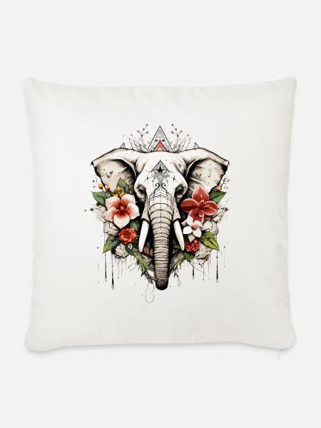Elefant geometrisch - Sofakissenbezug 45 x 45 cm - Naturweiß 
