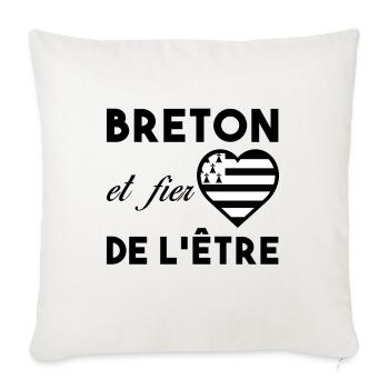Bretagne - Breton et fier de l'être Fierté région - Housse de coussin décorative 45 x 45 cm - blanc nature - Devant