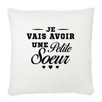 Je Vais Avoir Une Petite Sœur Cadeau Future Soeur - Housse de coussin décorative 45 x 45 cm - blanc nature - Devant