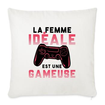 La femme idéale est une gameuse cadeau geek humour - Housse de coussin décorative 45 x 45 cm - blanc nature - Devant