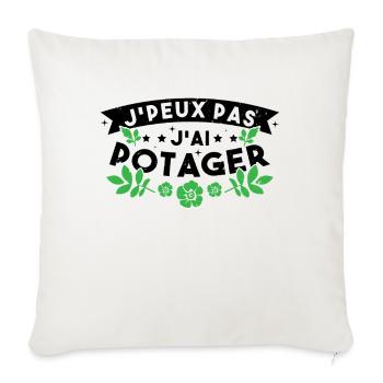 J'Peux pas J'ai Potager Cadeau De Jardinage Drole - Housse de coussin décorative 45 x 45 cm - blanc nature - Devant