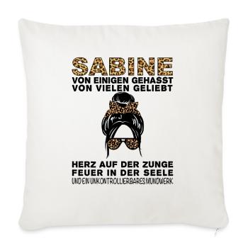 Sabine Gehasst Geliebt Großes Mundwerk - Sofakissenbezug 45 x 45 cm - Naturweiß  - Vorne