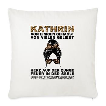 Kathrin Gehasst Geliebt Großes Mundwerk - Sofakissenbezug 45 x 45 cm - Naturweiß  - Vorne