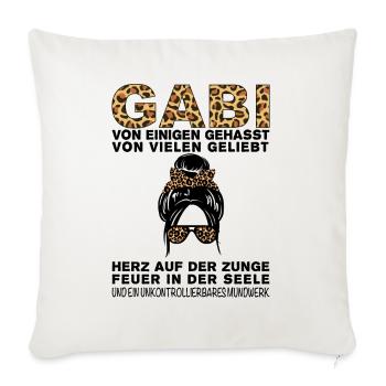 Gabi Gehasst Geliebt Großes Mundwerk - Sofakissenbezug 45 x 45 cm - Naturweiß  - Vorne