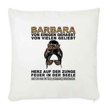 Barbara Gehasst Geliebt Großes Mundwerk - Sofakissenbezug 45 x 45 cm - Naturweiß  - Vorne