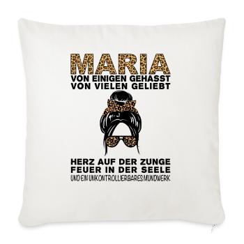 Maria Gehasst Geliebt Großes Mundwerk - Sofakissenbezug 45 x 45 cm - Naturweiß  - Vorne