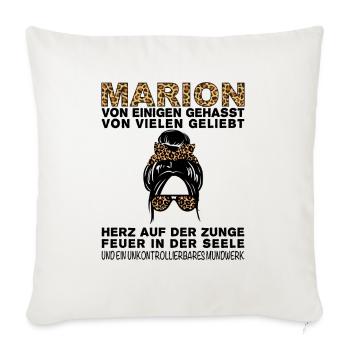 Marion Gehasst Geliebt Großes Mundwerk - Sofakissenbezug 45 x 45 cm - Naturweiß  - Vorne