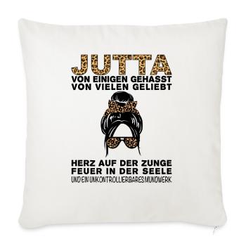 Jutta Gehasst Geliebt Großes Mundwerk - Sofakissenbezug 45 x 45 cm - Naturweiß  - Vorne