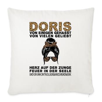 Doris Gehasst Geliebt Großes Mundwerk - Sofakissenbezug 45 x 45 cm - Naturweiß  - Vorne