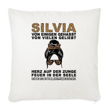 Silvia Gehasst Geliebt Großes Mundwerk - Sofakissenbezug 45 x 45 cm - Naturweiß  - Vorne