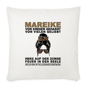 Mareike Gehasst Geliebt Großes Mundwerk - Sofakissenbezug 45 x 45 cm - Naturweiß  - Vorne