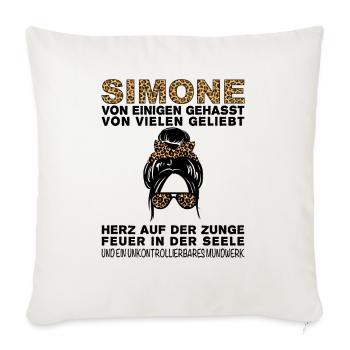 Simone Gehasst Geliebt Großes Mundwerk - Sofakissenbezug 45 x 45 cm - Naturweiß  - Vorne