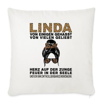 Linda Gehasst Geliebt Großes Mundwerk - Sofakissenbezug 45 x 45 cm - Naturweiß  - Vorne