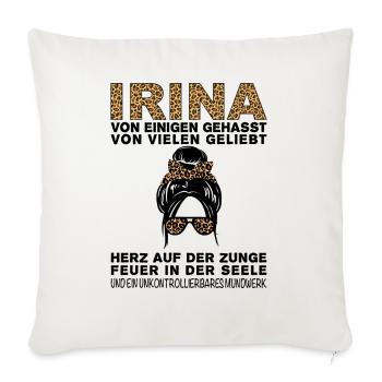 Irina Gehasst Geliebt Großes Mundwerk - Sofakissenbezug 45 x 45 cm - Naturweiß  - Vorne