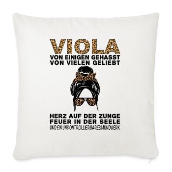 Viola Gehasst Geliebt Großes Mundwerk - Sofakissenbezug 45 x 45 cm - Naturweiß  - Vorne
